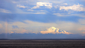 Snow Capped mountain from Ferry