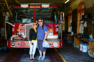 Shelli with Boston Fire Fighter