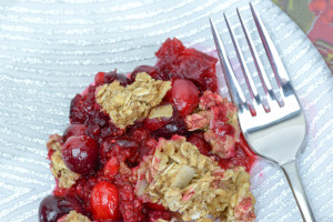 Cranberry Raspberry Cobbler & Fork