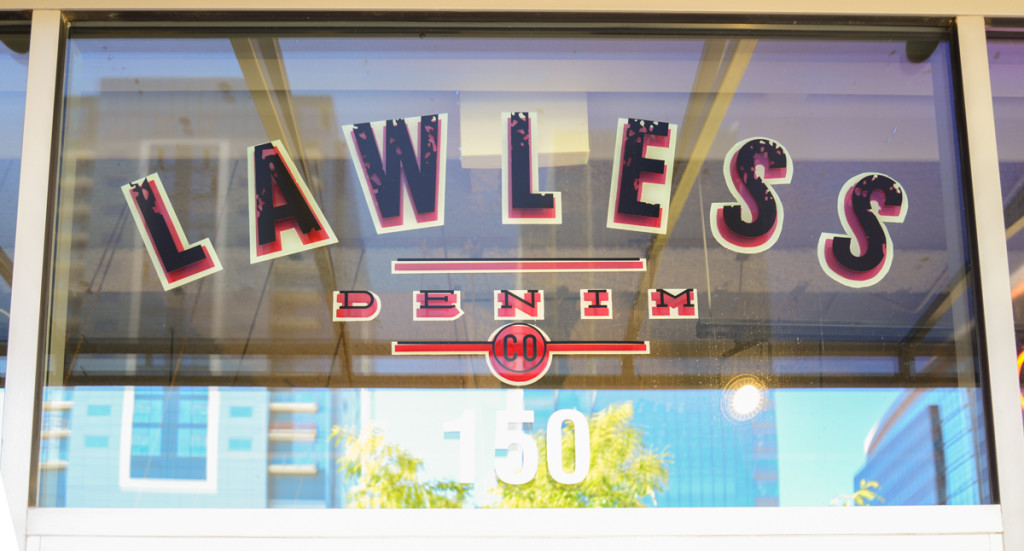 Lawless Denim Window Sign