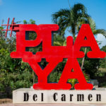 This Playa sign sits behind the Tequila Factory on Fifth Avenue in Playa del Carmen, Mexico
