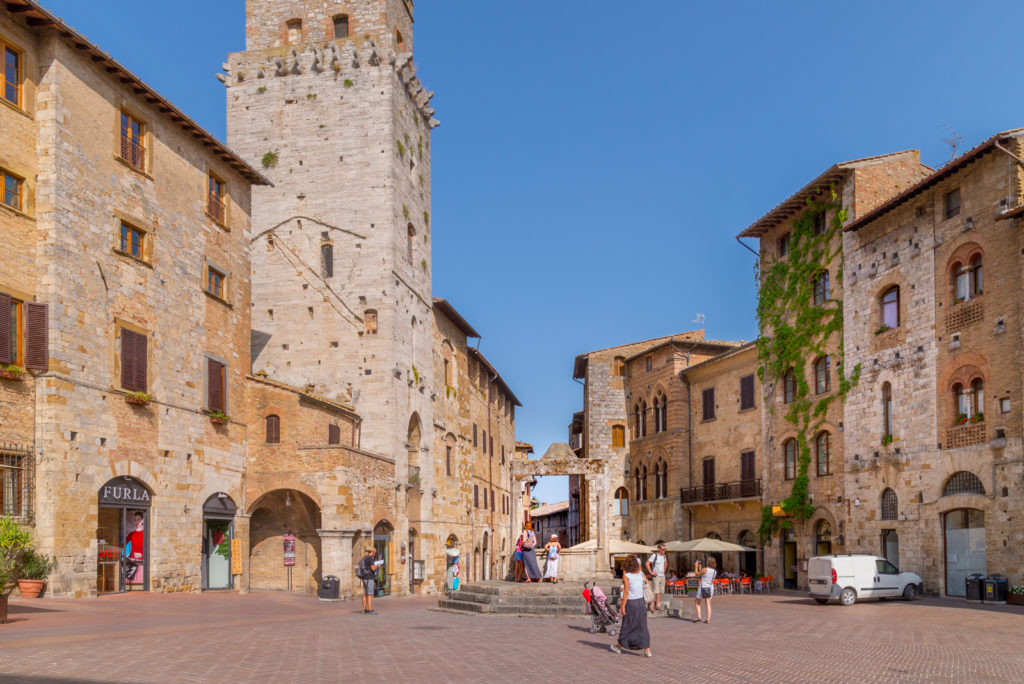 Historic monuments line the hill towns of Tuscany