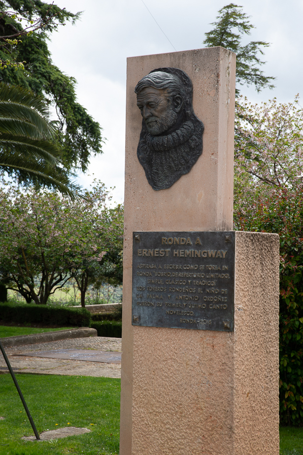 Bust of Ernest Hemingway is in Paseo de Blas Infanate in Ronda, Spain